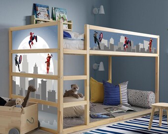 Spiderman Kura Schlafzimmer Aufkleber - Superhelden Schälen und Aufkleben Dekor für Kinderbett - Ikea Kura Schlafzimmer Aufkleber für Jungen Schlafzimmer - Spiderman Kura Schlafzimmer