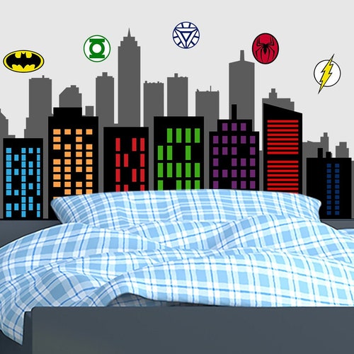 Avengers Superhero Wall Decal Sticker Mural Poster Print Art Etsy