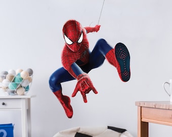 Calcomanía de pared de Spiderman para habitación infantil - Adhesivo de superhéroe para dormitorio infantil - Adhesivo infantil para sala de juegos - Decoración de sala de juegos - Adhesivos para caja de juguetes
