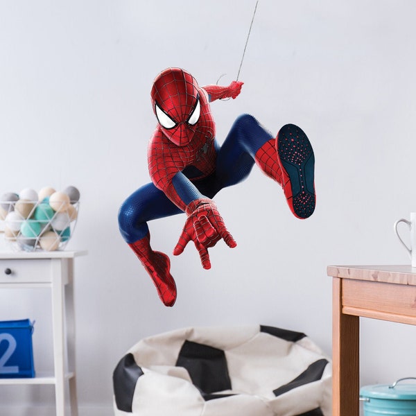 Spiderman Wall Decal Nursery - Superhero Sticker Boy Bedroom - Boys Sticker for Playroom - Decor Game Room - Toy Box Decals