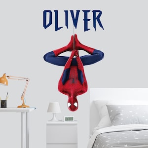 Spiderman Wall Decal Name for Boys Bedroom, Superhero Wall Sticker Nursery, Spiderman Personalized Decor Boy Playroom, Custom Name Decal