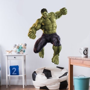Naklejka ścienna Hulk - Naklejka do pokoju chłopca z superbohaterem - Hulk w pełnym kolorze - Naklejki do pokoju dziecięcego dla nastolatków z superbohaterem - Naklejki na skrzynię z zabawkami
