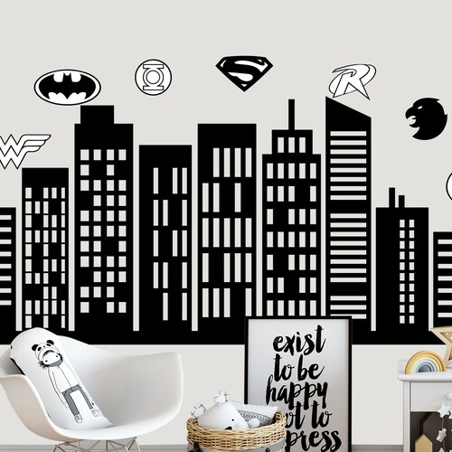 Skyline Wall Decal Skyscraper Wall Decal Sticker City Wall Etsy