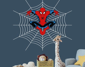 Supereroe Wall Decal Nursery - Spiderman Boys Vinyl Sticker - Decor Peel and Stick Sala giochi - Decorazione camera da letto ragazzo - Decalcomanie sala giochi