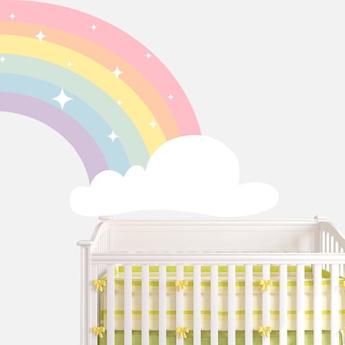 Large Pastel Rainbow Wall Sticker Wall Decal Boho Rainbow Etsy
