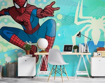 Superhero Spiderman Wallpaper for Boy Room: Peel and Stick Vinyl Mural