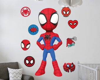 Etiqueta engomada de la pared de Spiderman, calcomanía de pared de superhéroe jumbo, pegatina grande de Spiderman para la habitación del niño, decoración de los niños de la guardería, mural de pared extraíble de Spiderman