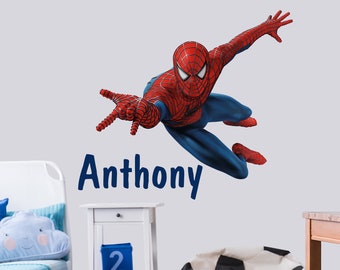 Simpatici mini adesivi murali Spiderman Super Heroes per la decorazione della camera dei bambini Decorazione della camera da letto di casa Decorazioni in PVC Cartoon Movie Mural Art Decalcomanie  15