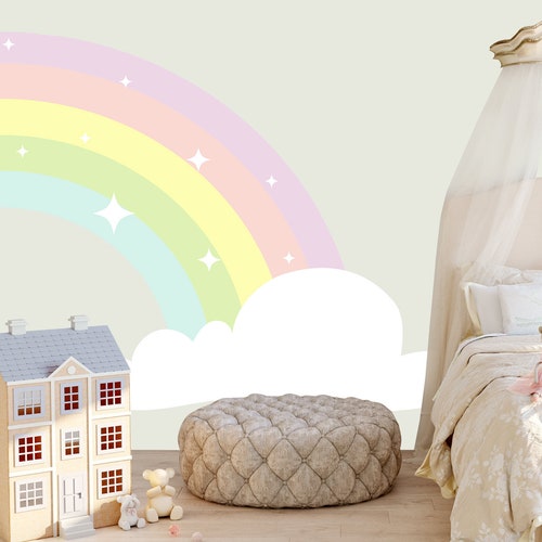 Rainbow Wall Decal for Girls Bedroom Rainbow Wall Decor Girl - Etsy