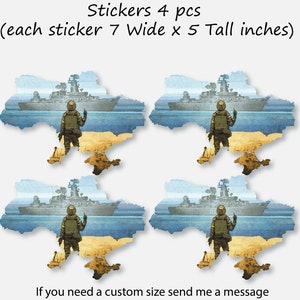 Karte Ukraine Set Aufkleber 4 "Russische Kriegsschiff Go vögeln ", Ukrainische Briefmarken Aufkleber für Laptop Stoßstange Kühlschrank Tablet, Ständer mit der Ukraine