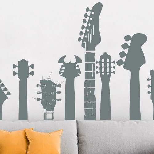 Musical Instrument Wall Decals Guitar Necks Decal Music Wall Etsy
