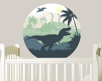 Dinosaur Wall Decal Nursery - Jurrasic World Art Decor Kids Room - Stickers Trex, Pterodactyl, Brachiosaurus, Stegosaurus Decoration for Boy