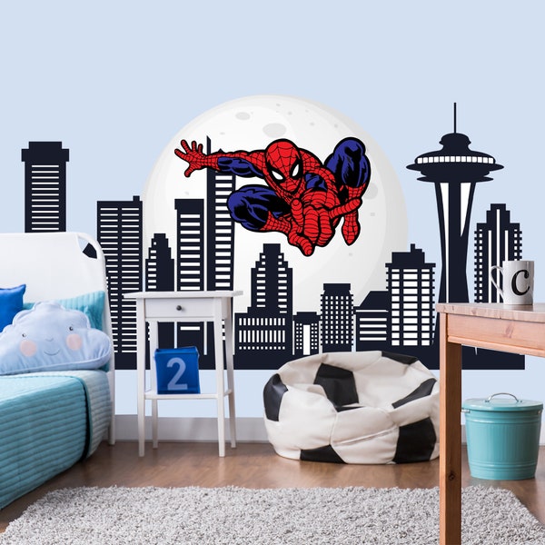 Large City Scape Wall Decal Etsy