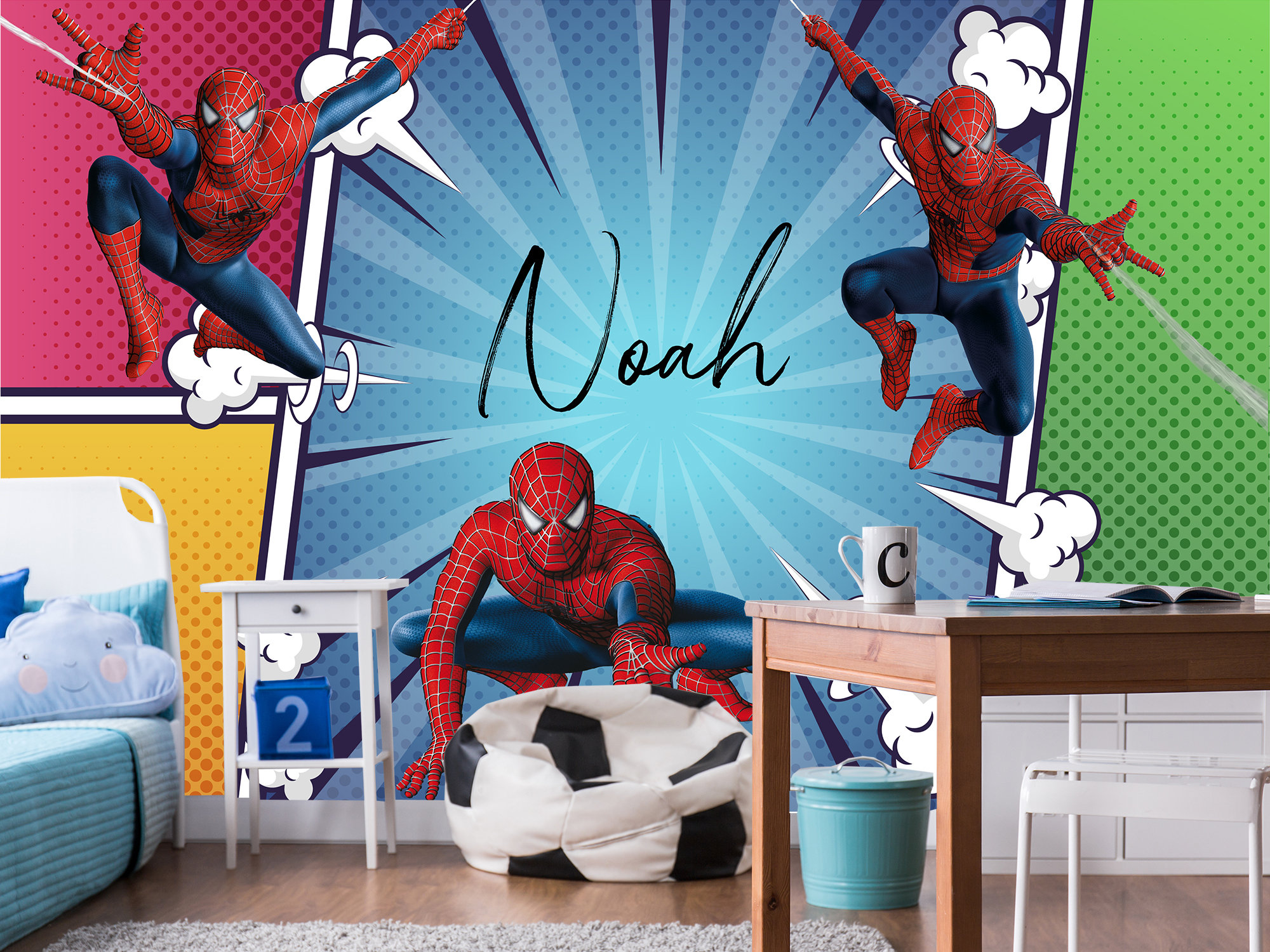 Carta da parati Spiderman nera per camera da letto del ragazzo Decorazione  da parete Spiderman supereroe Stacca e incolla Stanza del bambino  Decorazione murale con paesaggio urbano notturno per bambini 
