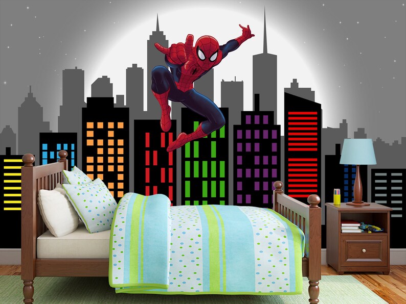 Spiderman Wallpaper Peel and Stick Boys Room Superhero Wall - Etsy