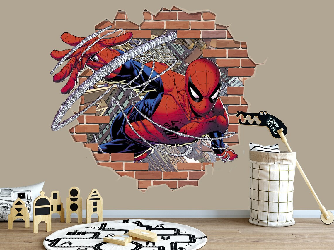 Spiderman Wall Decal Nursery Superhero Wall Sticker Boys Etsy