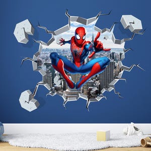 3D SpiderMan Wall Decal for Boy Room, Superhero Wall Stickers, Super Hero Nursery Decor, Vinyl Peel and Stick Decor, Removable Wall Art Gift