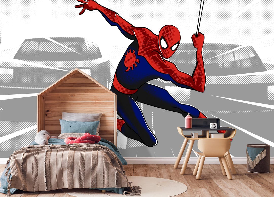 Comics Superhero Wallpaper for Kids Room, Spiderman Peel and Stick Wall ...