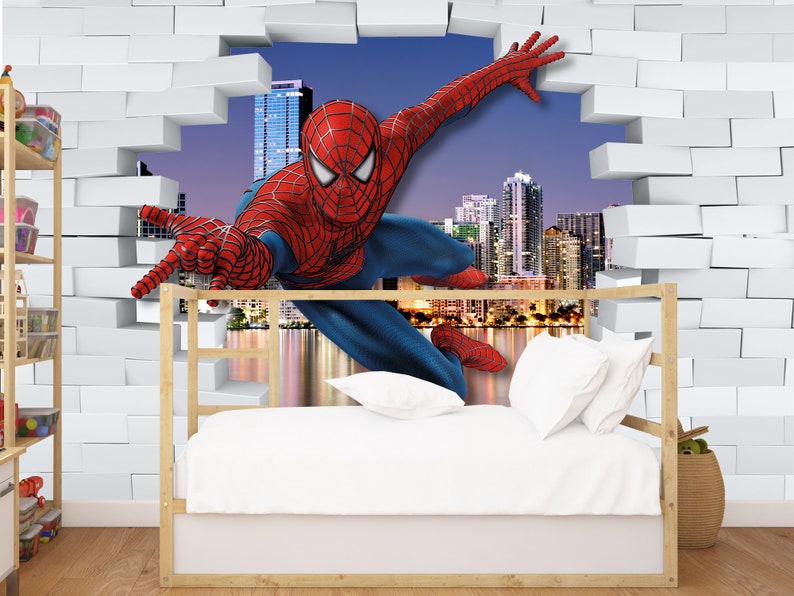 3D Wallpaper Spiderman Peel and Stick for Boy’s Room | Etsy
