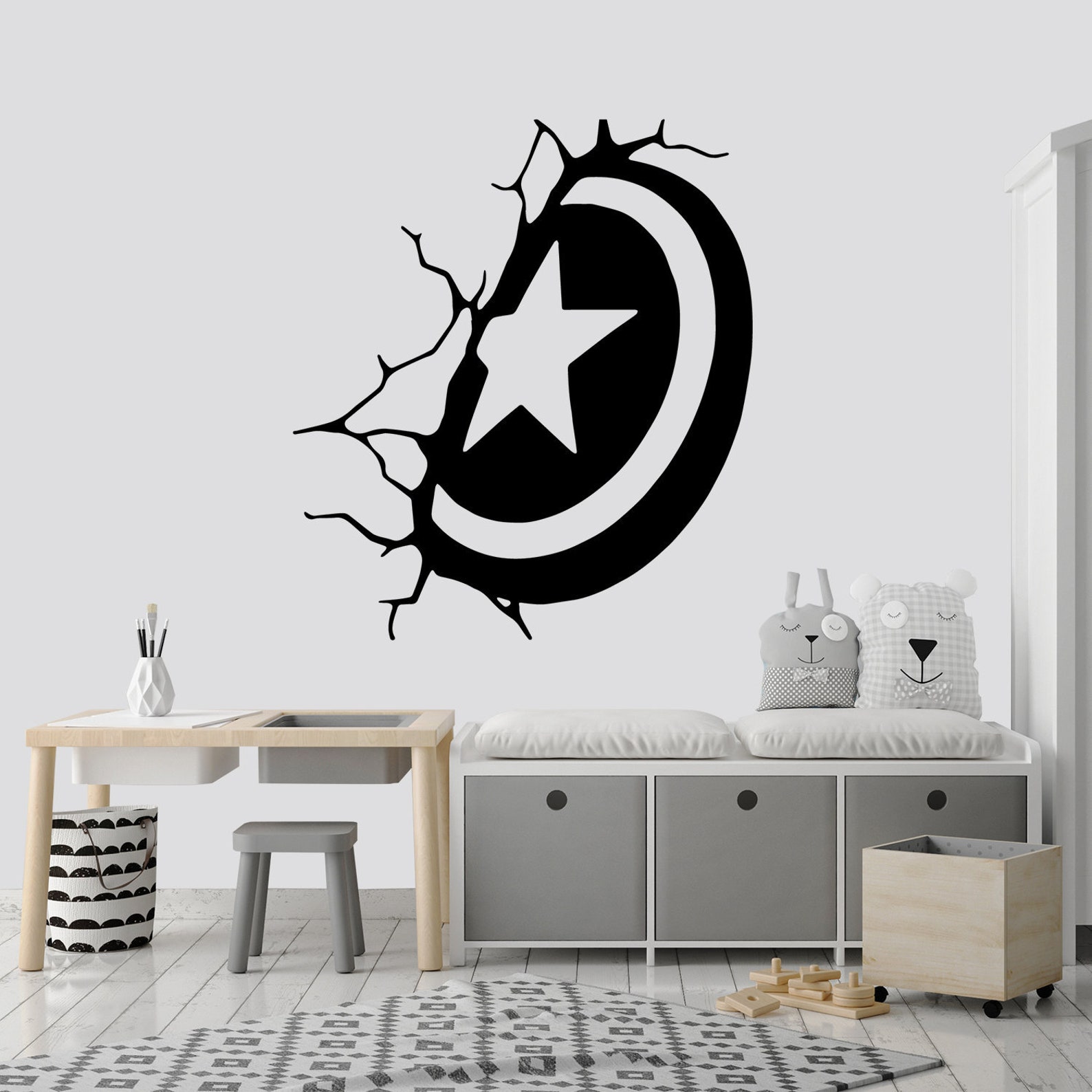 Captain America Shield Vinyl Decor. Wall Decal Nursury. Comics Etsy