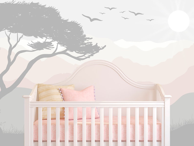 Mountain Wallpaper Nursery for Girls Landscape Wallpaper Peel Etsy