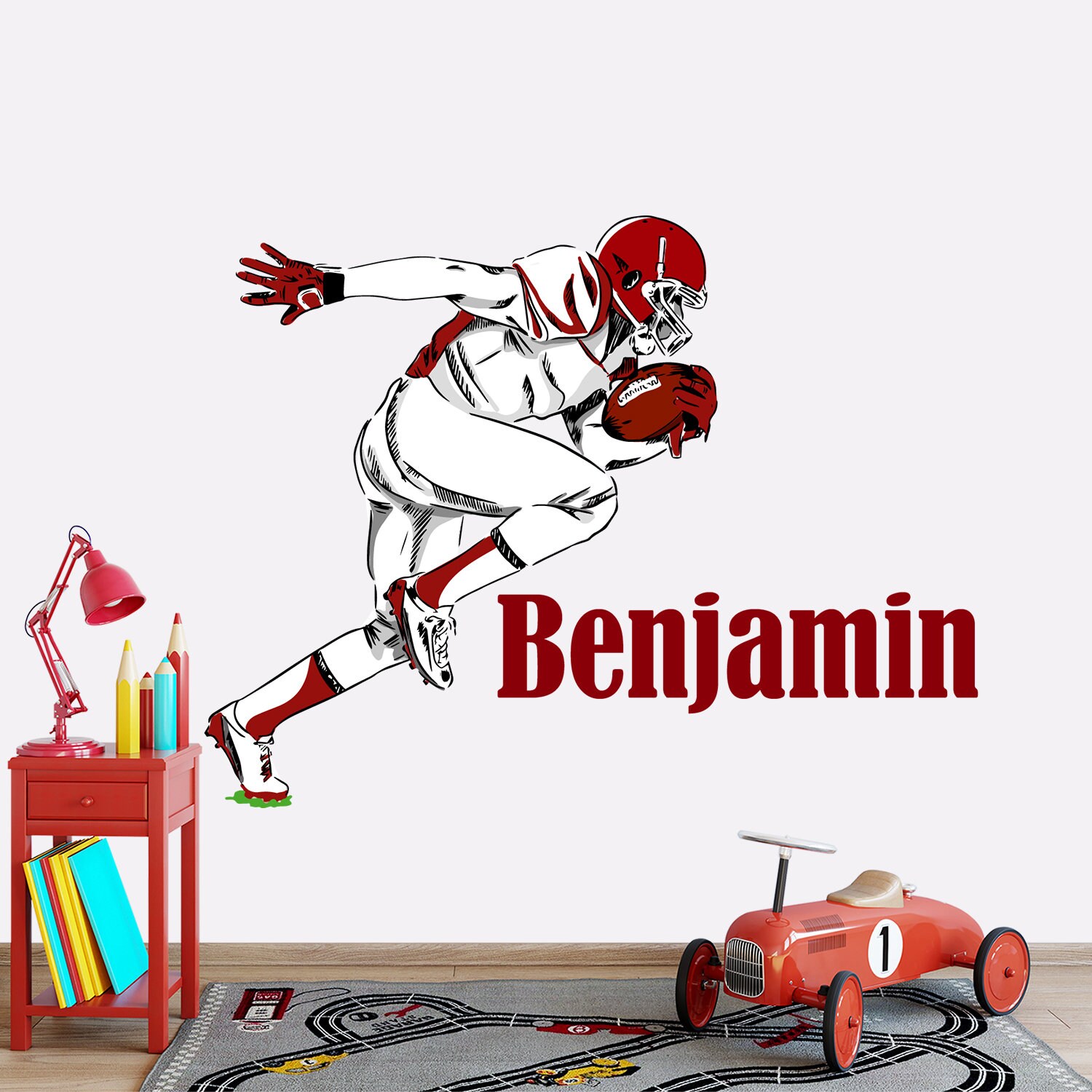 American Football Player Wall Decal. Sport Vinyl Sticker Etsy