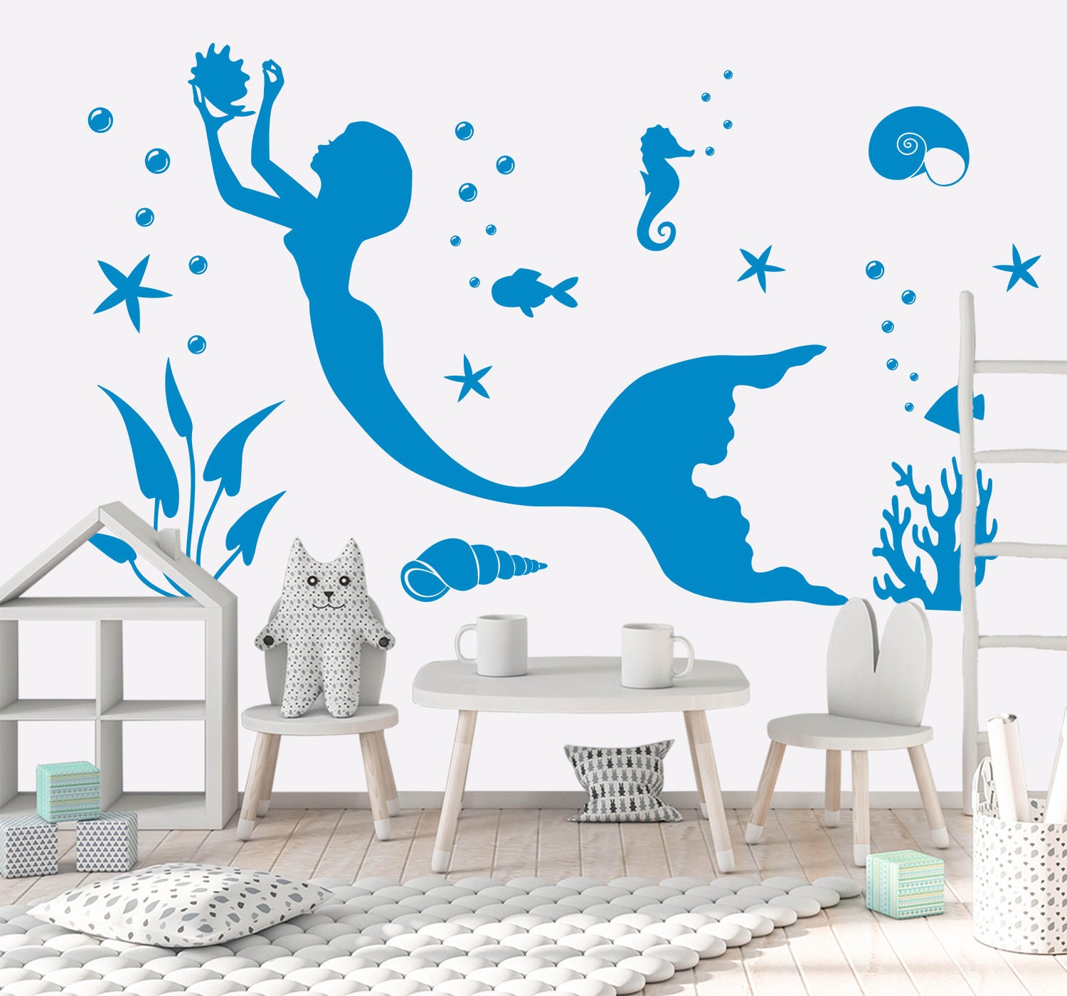Mermaid Wall Decal Nursery. Underwater Vinyl Sticker Baby Room Etsy