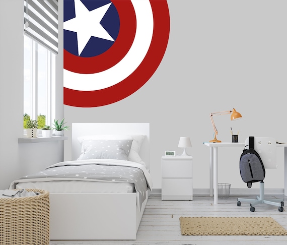 Superhero Half Shield Wall Decal Boys Nursery, Superheroes Theme Décor Toddler Bedroom, Vinyl  Decoration for Playroom, Kids Sticker Bedroom