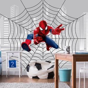 Spider-Man Breaking Through Wall Sticker Chilren Boys wall Decals Peel And  Stickers for 3D Spider-Man Walls Bedroom Living Room Home Décor(