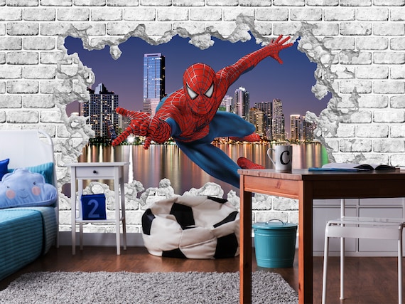 Fondo de pantalla Spiderman para la sala de juegos del niño, mural de la  pared del