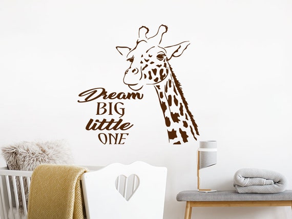 dream big little one wall art giraffe quote wall decal safari | etsy