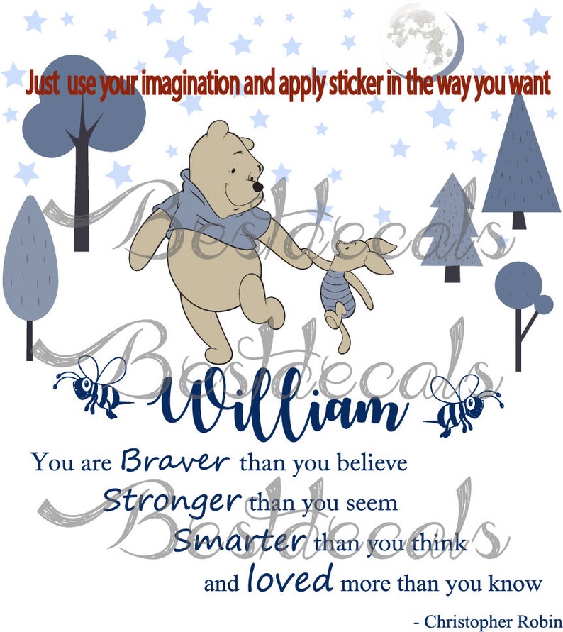 Winnie the Pooh Wall Decal Quote. Personalized Name Decal for Etsy