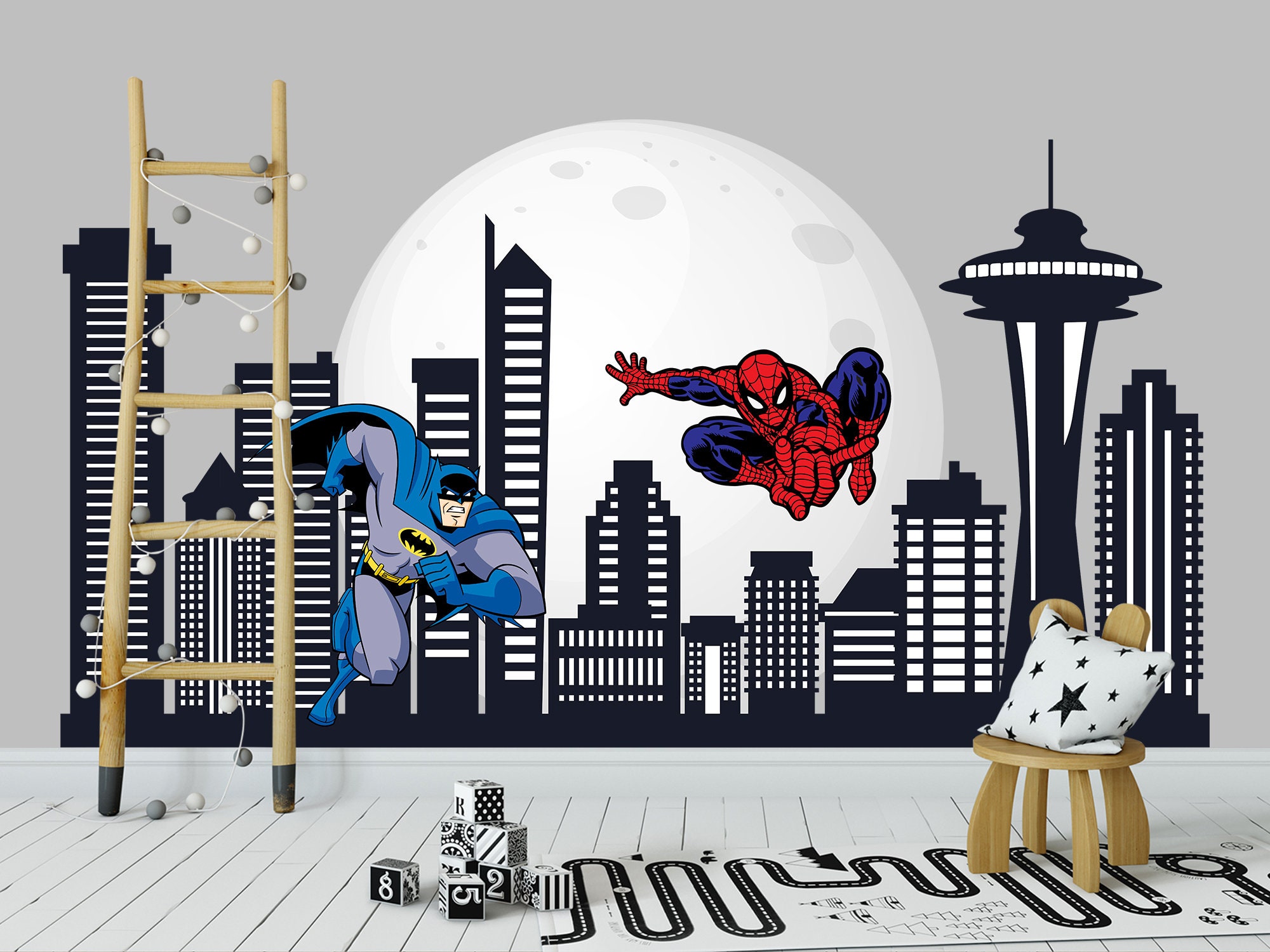 Superhero Teen Room Wall Decal. Super hero Wall Sticker Boys Etsy