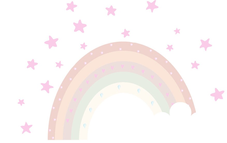 Pastel Rainbow With Clouds Wall Sticker Rainbow Wall Decals - Etsy