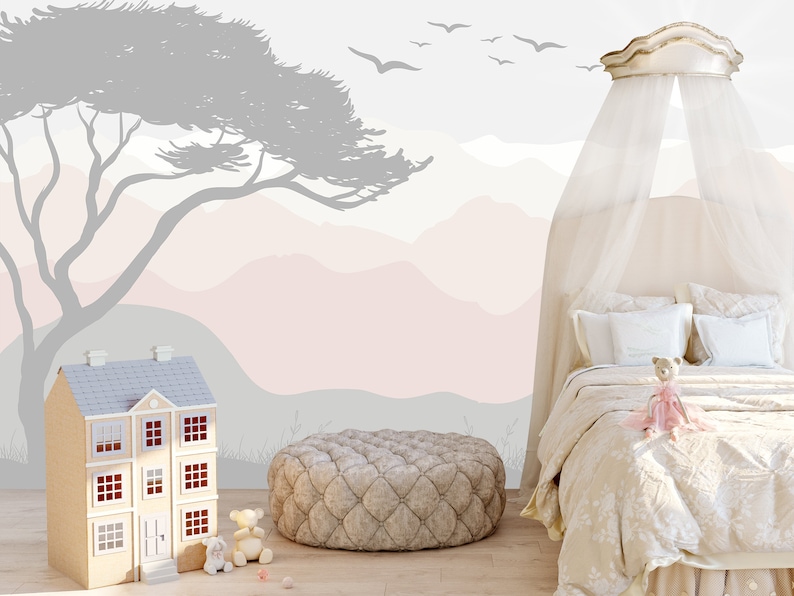 Mountain Wallpaper Nursery for Girls Landscape Wallpaper Peel Etsy
