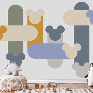 Mickey Mouse Peel And Stick Wallpaper, Custom Kids Mural for Nursery, Mickey Wall Decor For Boy, Modern Kids Playroom Wall paper, Wall Art