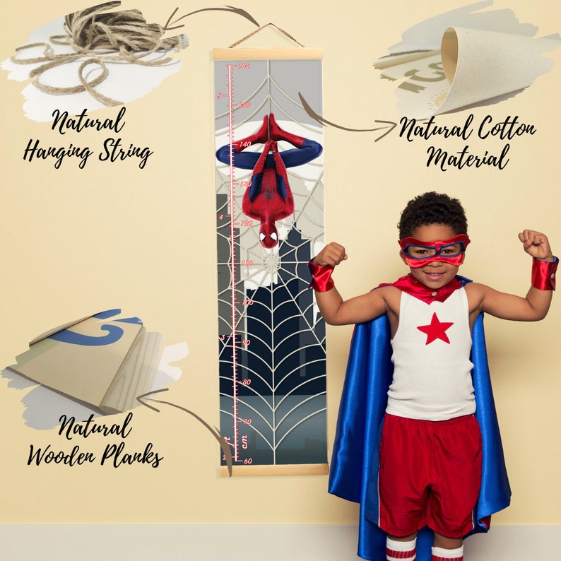 Growth Chart Ruler Spiderman With Name Wall Décor - Etsy