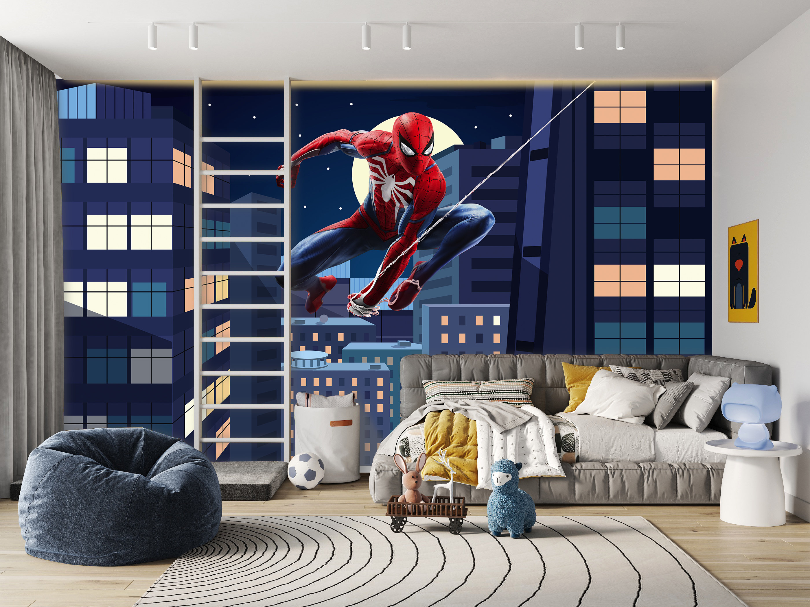 Spiderman Wallpaper Boys Room, Peel and Stick Kids Mural, Superhero ...