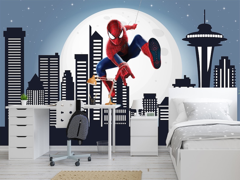 Spiderman Wallpaper Peel and Stick for Boys Room Superhero - Etsy