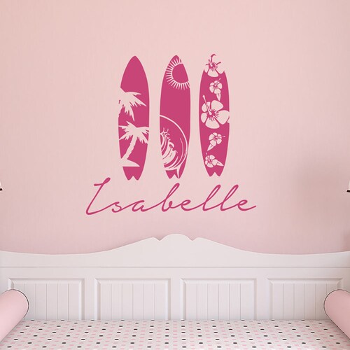 Surfboard Decal Personalized Vinyl Name Wall Decal With Etsy