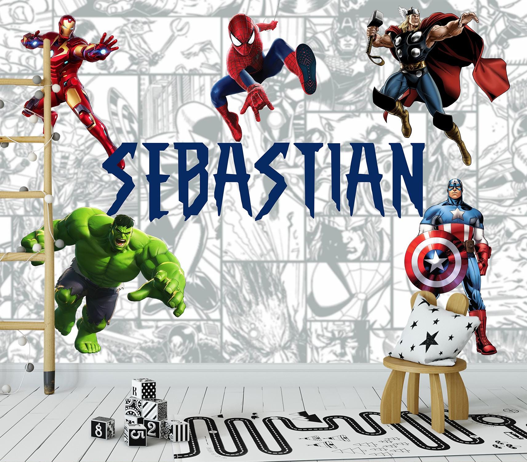 Custom Superhero Wallpaper for Kids, Superhero Wall Mural With ...