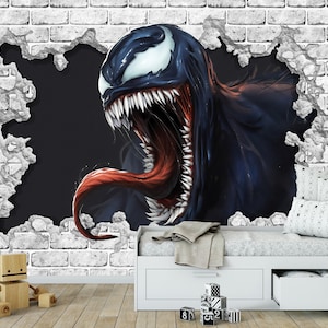 Carta da parati Venom da staccare e attaccare per la cameretta del bambino - Murale da parete con supereroi per la sala giochi degli adolescenti - Decorazione rimovibile per la camera dei bambini