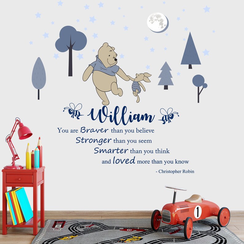 Winnie the Pooh Wall Decal Quote. Personalized Name Decal for Etsy