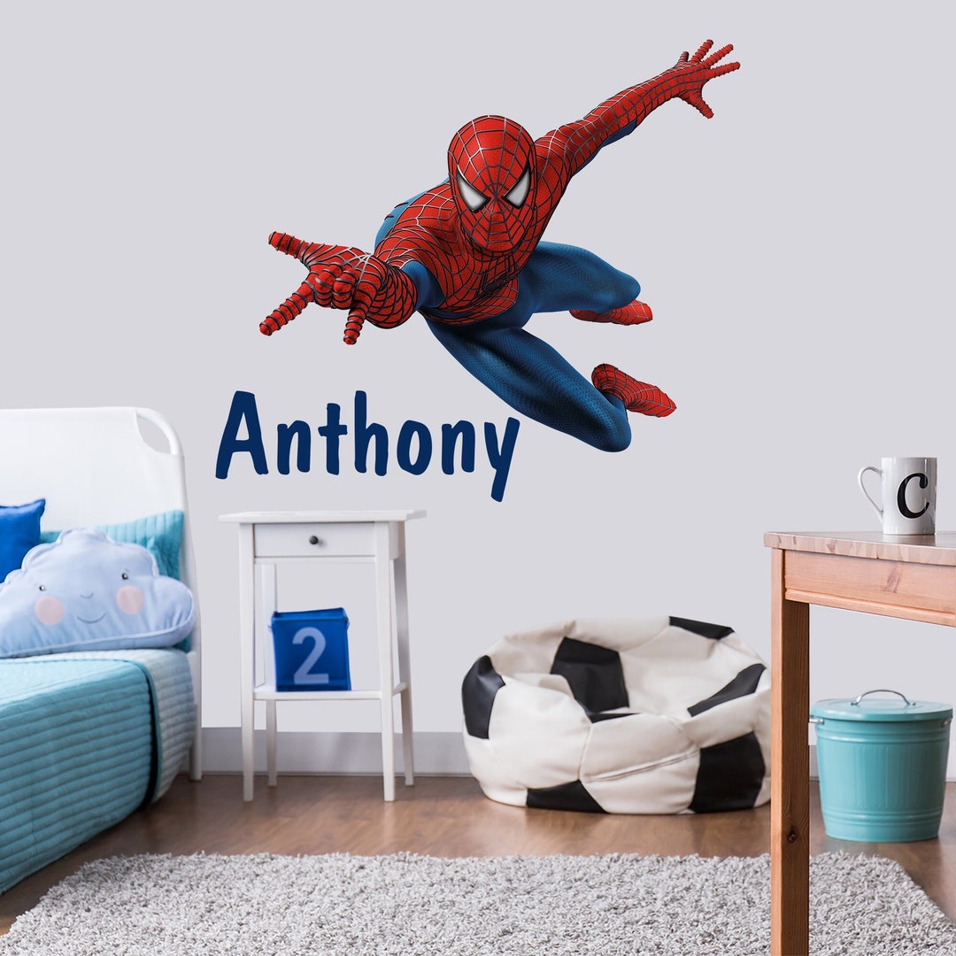 Autocollant mural Spiderman avec nom pour chambre de garçons, autocollant  mural personnalisé de super-héros, décoration de salle de jeux pour  garçons, décor de chambre Spiderman -  Canada