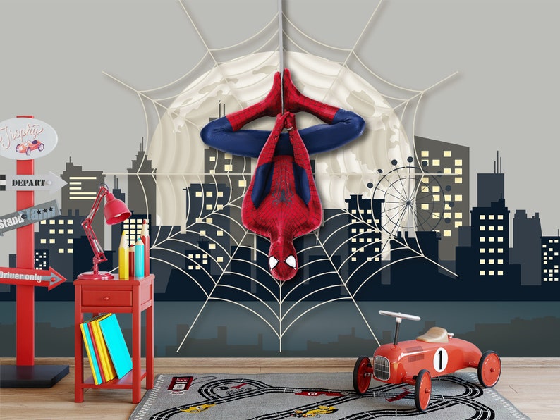 Spiderman Wallpaper Peel and Stick for Boys Room Superhero | Etsy