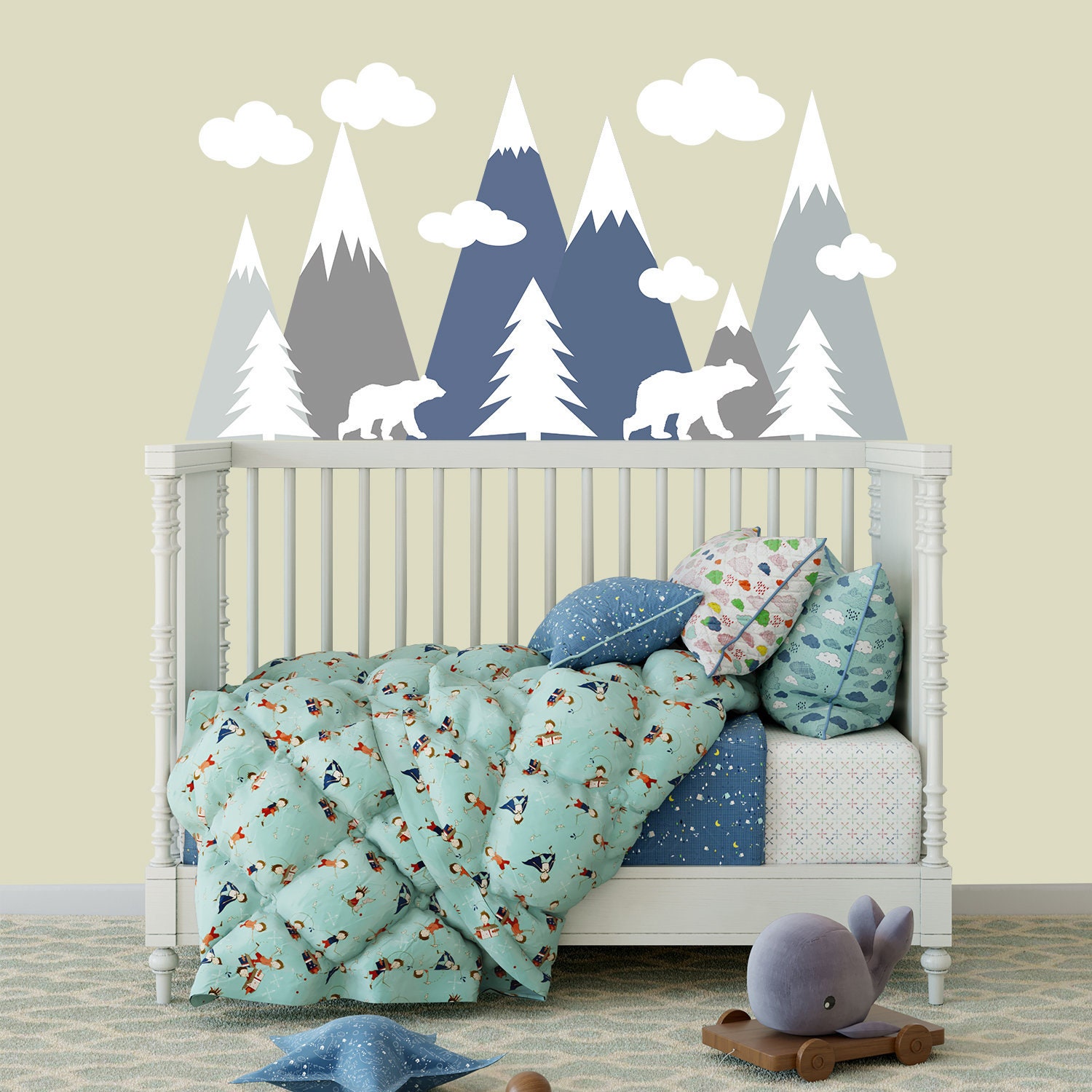 Mountain Wall Decal. Mountains Wall Sticker Nursery. Pine Etsy