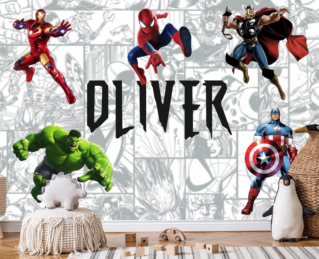 Custom Superhero Wallpaper for Kids, Superhero Wall Mural With ...