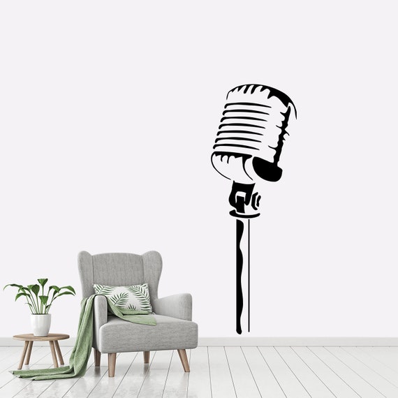 Music Wall Decal Microphone Vinyl Sticker Decal Interior Home Decor Bedroom L186