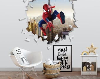 スパイダーマン 3D ウォールデカール ニューヨークのスカイライン