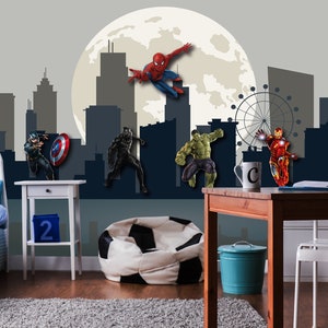 Superhero Wall Decor Teen Boys Bedroom, Wallpaper Peel and Stick Kids ...